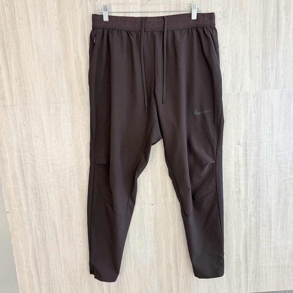 Nike Pro Mens Dri-FIT Training Pants Large CJ2218-203 Brown Lightweight Gym READ